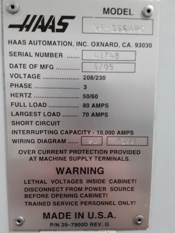 Haas #VF-3SS APC, CNC vertical machining center, 40" X, 20" Y, 25" Z, 12000 RPM, 24 automatic tool changer - Image 7