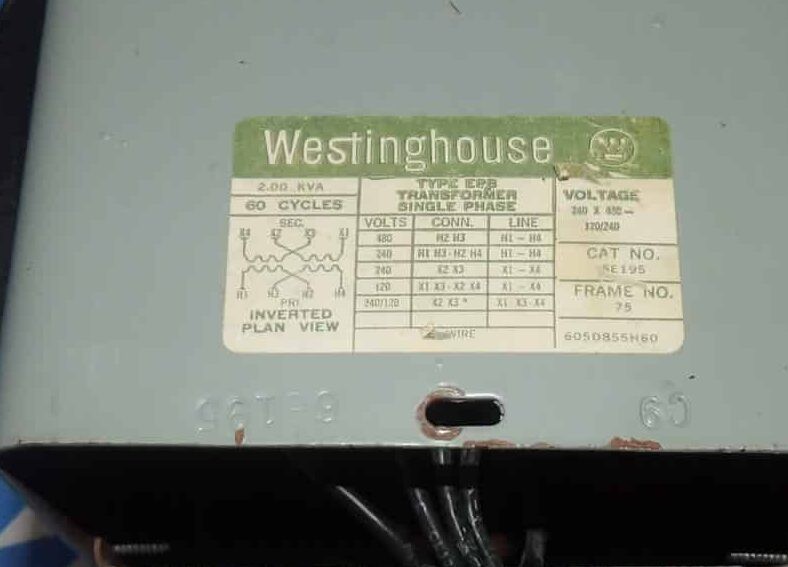 2 KVA 120/240 Primary, 120 Secondary, Westinghouse 6EI95, Encapsulated Dry-Type Transformer, 1PH, 60 Hz - Image 8