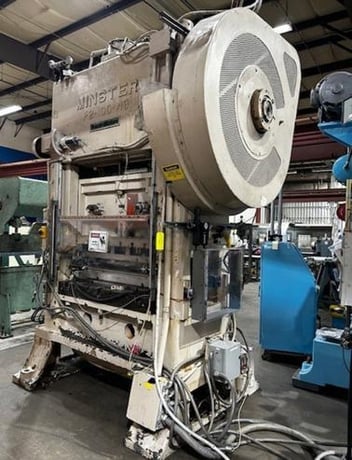 100 Ton, Minster #P2-100-48, straight side double crank press, 2" stroke, 22" Shut Height, 160 SPM, variable - Image 1