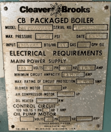 100 HP Cleaver-Brooks #CBW-700-100-150-ST, Steam Boiler Natural Gas, 150 PSI, 500 sq.ft., 4200K BTUH, 48" dia - Image 2