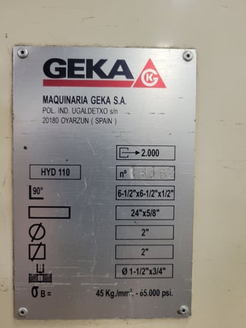 6.5" x 6.5" x 0.5" Geka #HYD-110, Ironworkers, 110 Ton, 2000 - Image 6