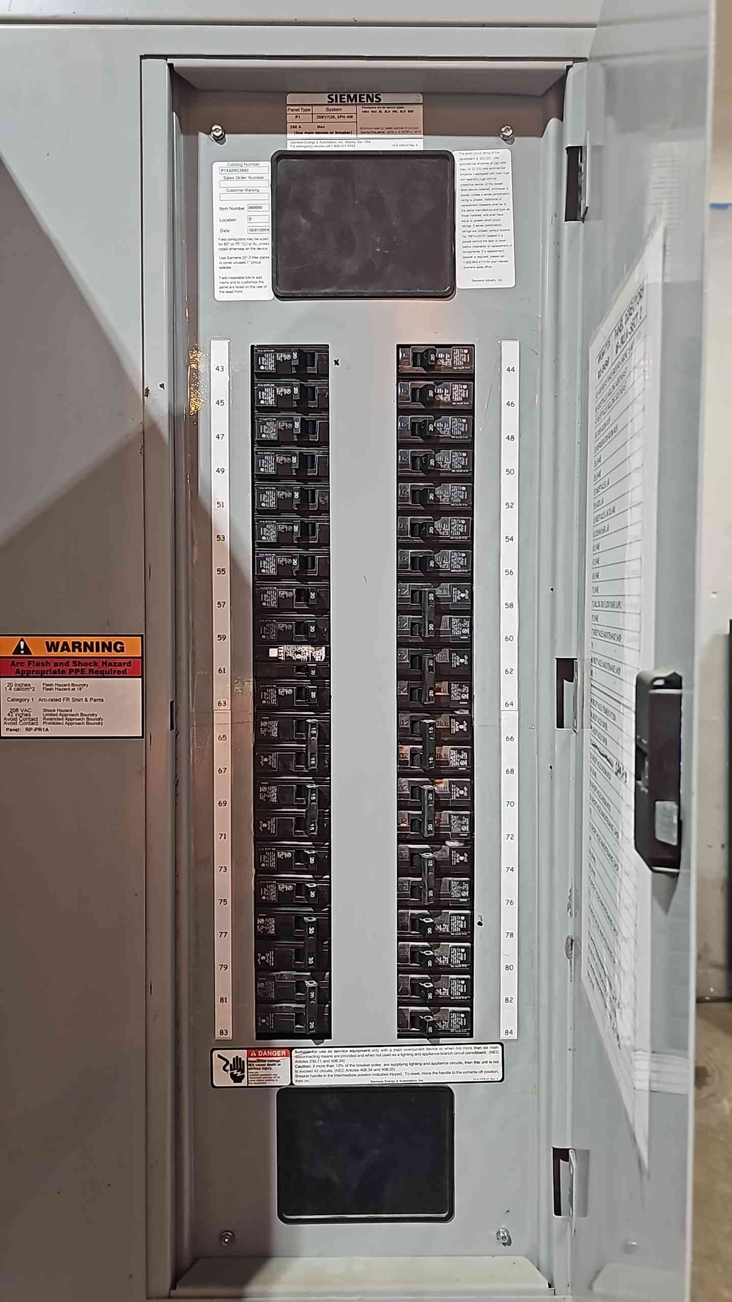 75 KVA, 480 Primary, 208/120 Secondary Hammond, Transformer w/ Integrated Siemens Panelboards - Image 9
