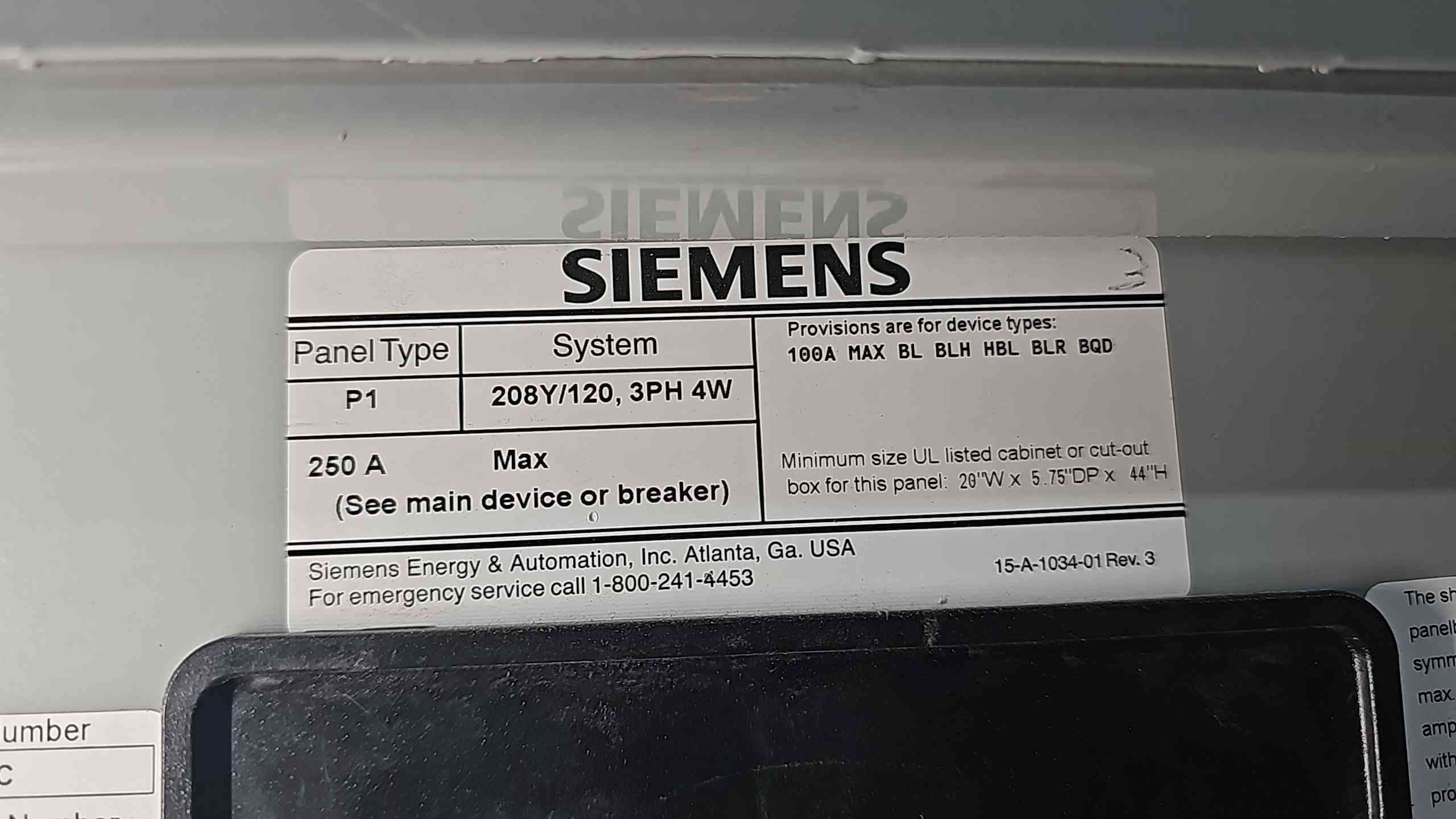 75 KVA, 480 Primary, 208/120 Secondary Hammond, Transformer w/ Integrated Siemens Panelboards - Image 10