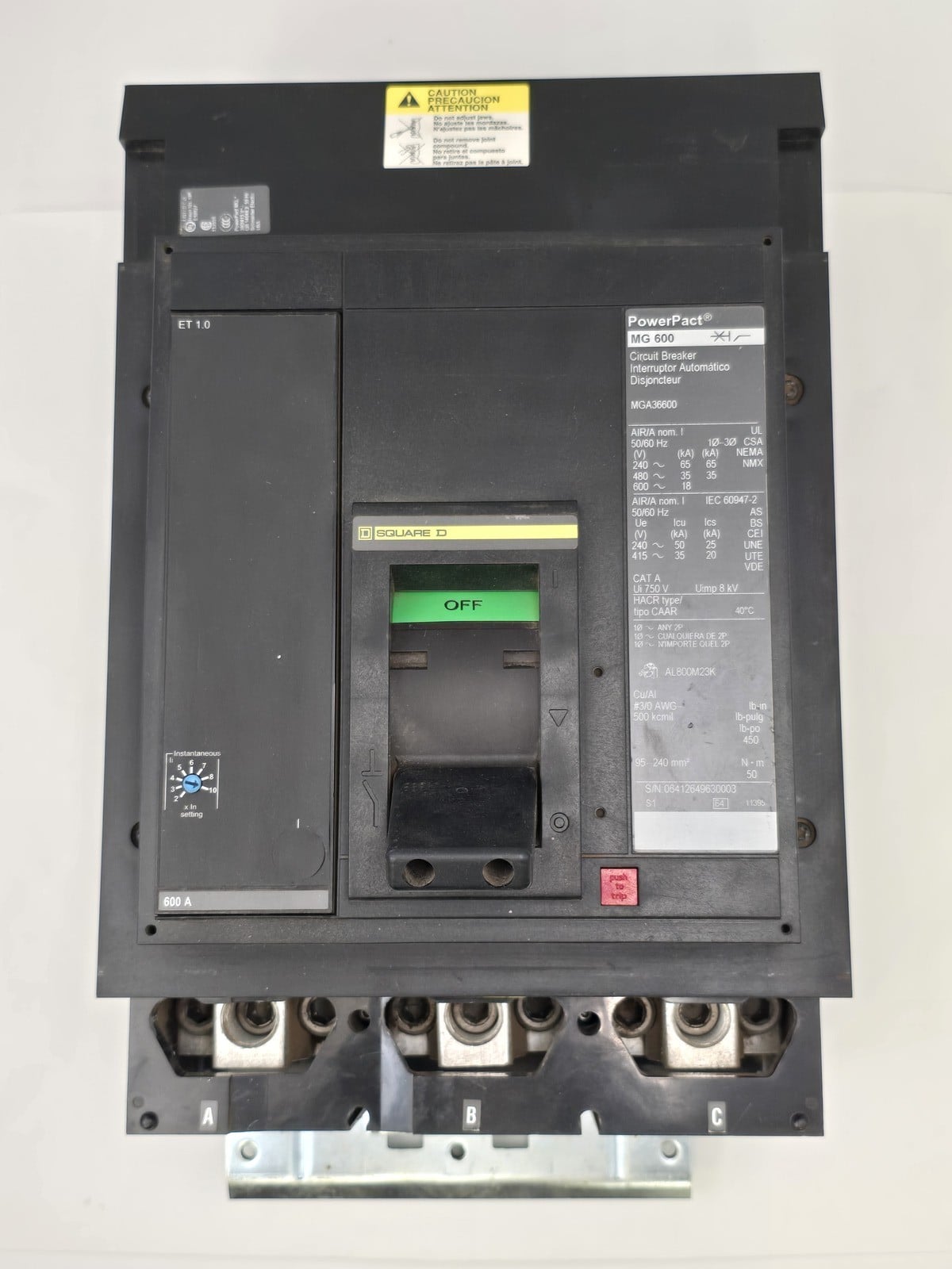 600 Amp, Square D #MGA36600, I-Line Circuit Breaker, 600VAC, 3P, HACR Type - Image 2