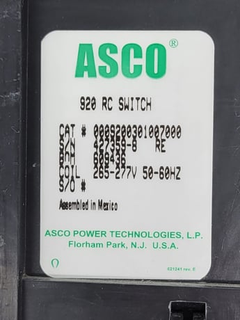 100 Amp, Asco #9200301007000-920, Remote Control Switch, 3P, 265/277 Volts Coil - Image 3