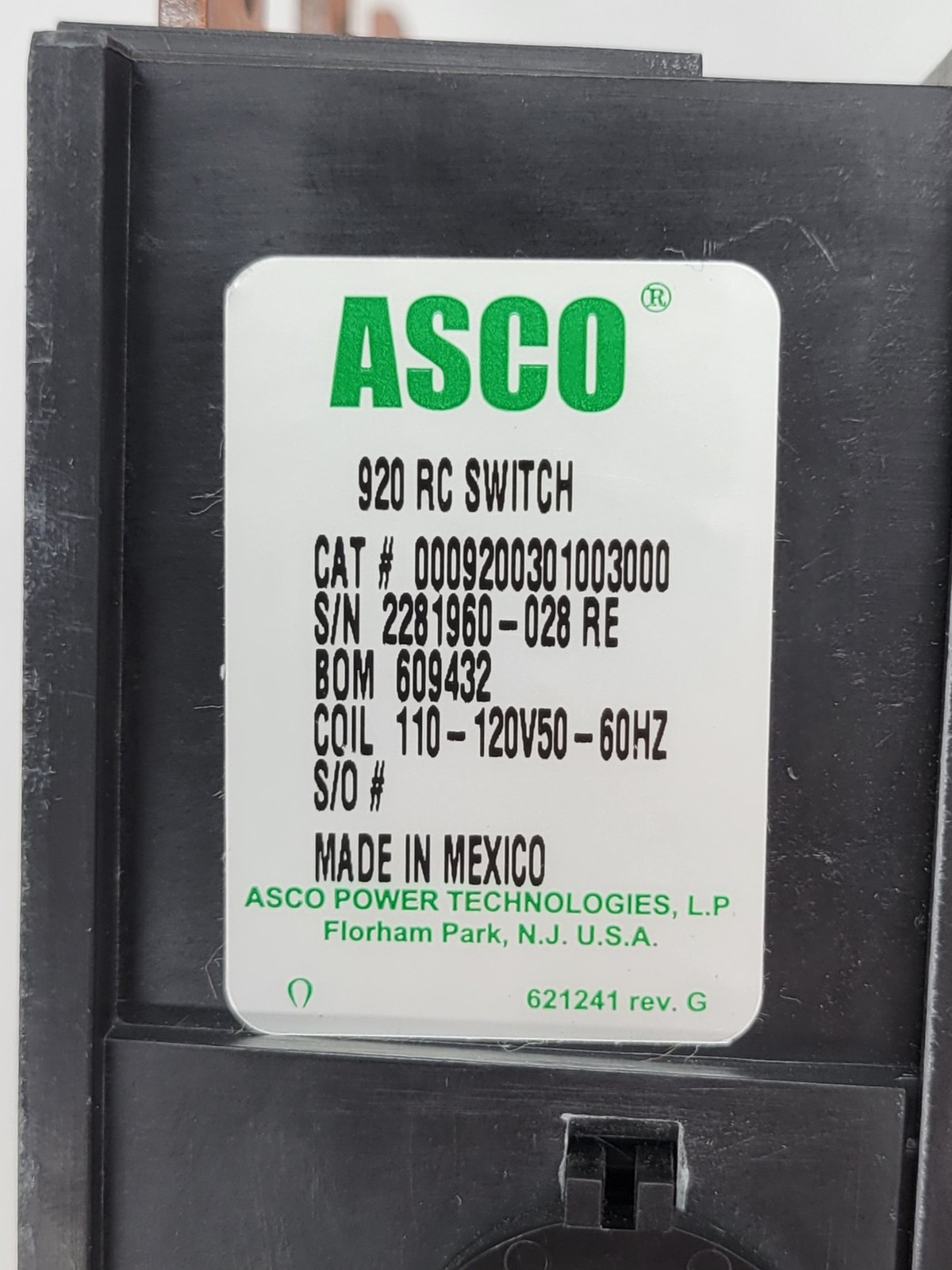 100 Amp. Asco #9200301003000-920, Remote Control Switch, 3P, 110/120 Volts - Image 4
