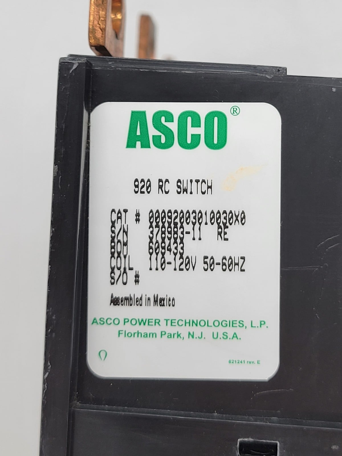 100 Amp. Asco #92003010030X0-920, Remote Control Switch, 3P, 110/120 Volts, unused - Image 4