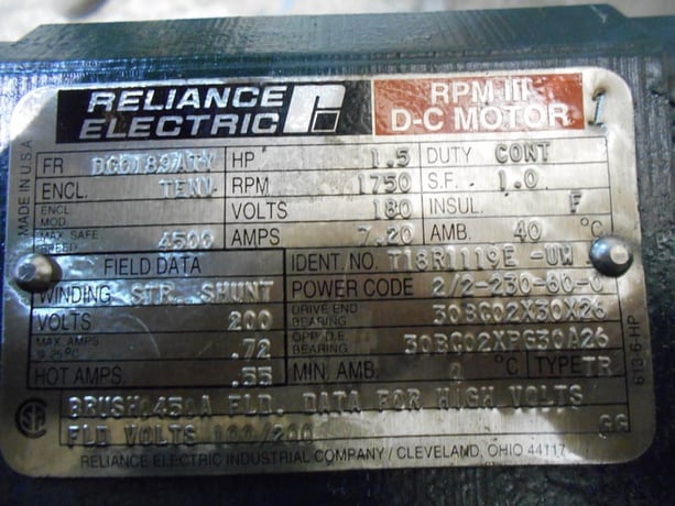 1.5 HP 1800 RPM Reliance, Frame 189ATY, TENV, new, 180VA, 100/200VF - Image 4
