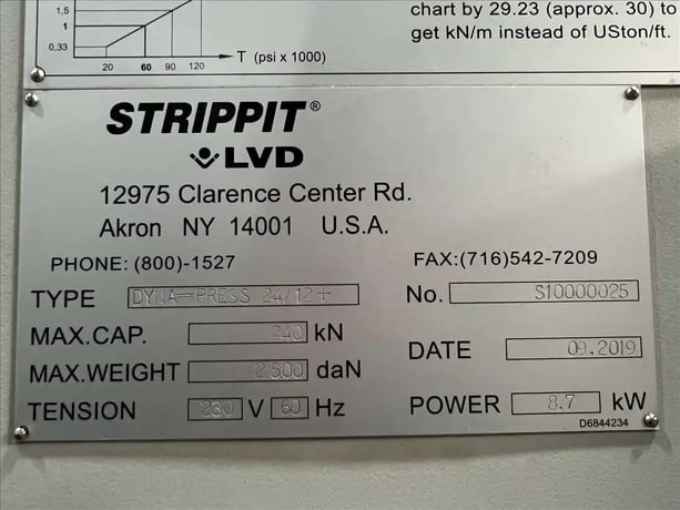 Strippit, LVD #Dyna-Press-24/12+, 27 ton electric press brake, manual clampiong, 4-Axis CNC Back Gauge, 2019 - Image 10