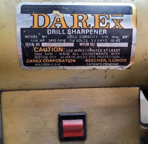 Darex #M1, drill sharpener, 1/16"-3/4" capacity, 6" x 1" wheel, bench mounted - Image 7