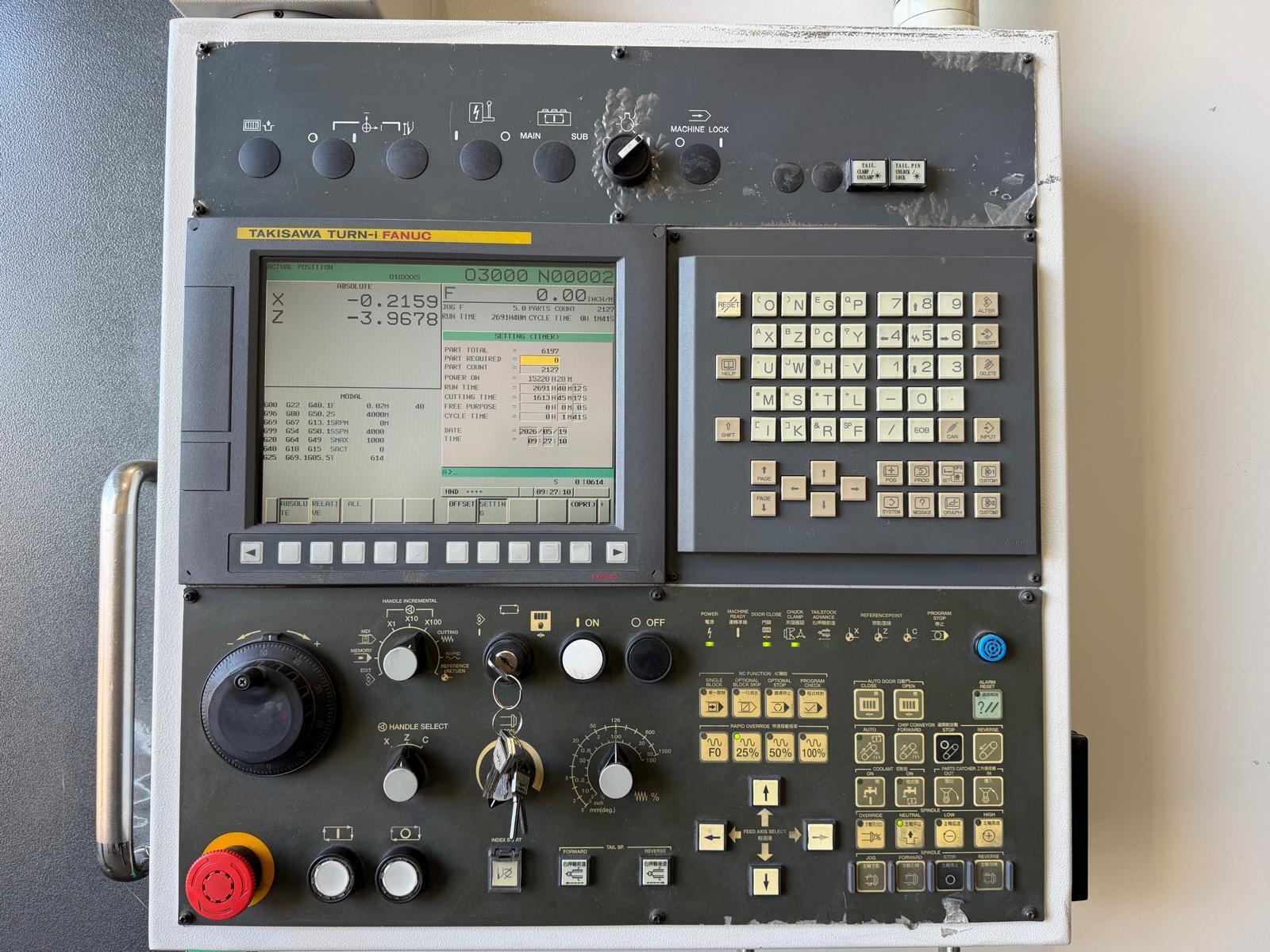 Takisawa #TX-50C, CNC lathe, 12" chuck, 3-jaw, 5" bore, 21.7" dia., 27.6" lgth, 10 turret, 2000 RPM, 35 HP - Image 4