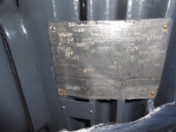 75 HP 1800 RPM U.S. Motors, Frame 365TP, TEFC, 460 Volts - Image 3