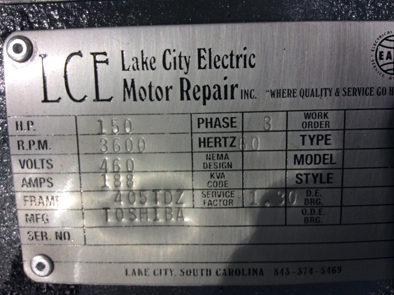 150 HP 3600 RPM Toshiba / York, Frame 405TDZ, ODP, 460 Volts - Image 2