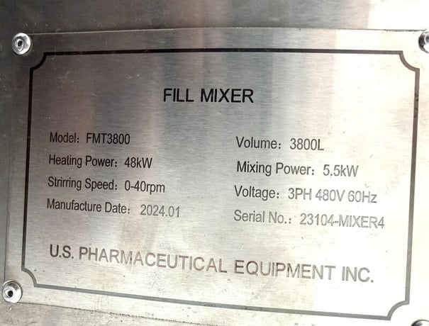 1000 gallon US Pharmaceutical Equipment #FTM3800, Stainless Steel Jacketed Mixing Kettle w/ Scrape Agitation - Image 6