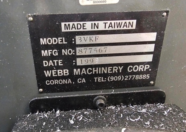 Webb #3VKF, 2-axis CNC Vertical Mill, 32" x14" x15" travel, 22" stroke, 3 HP, 10" x50" table, Prototrak SM - Image 2