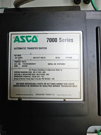 800 Amp. ASCO #7000-Series, Automatic Transfer & Bypass Isolation, 800A, 480V, 3 Phase With isolator - Image 6