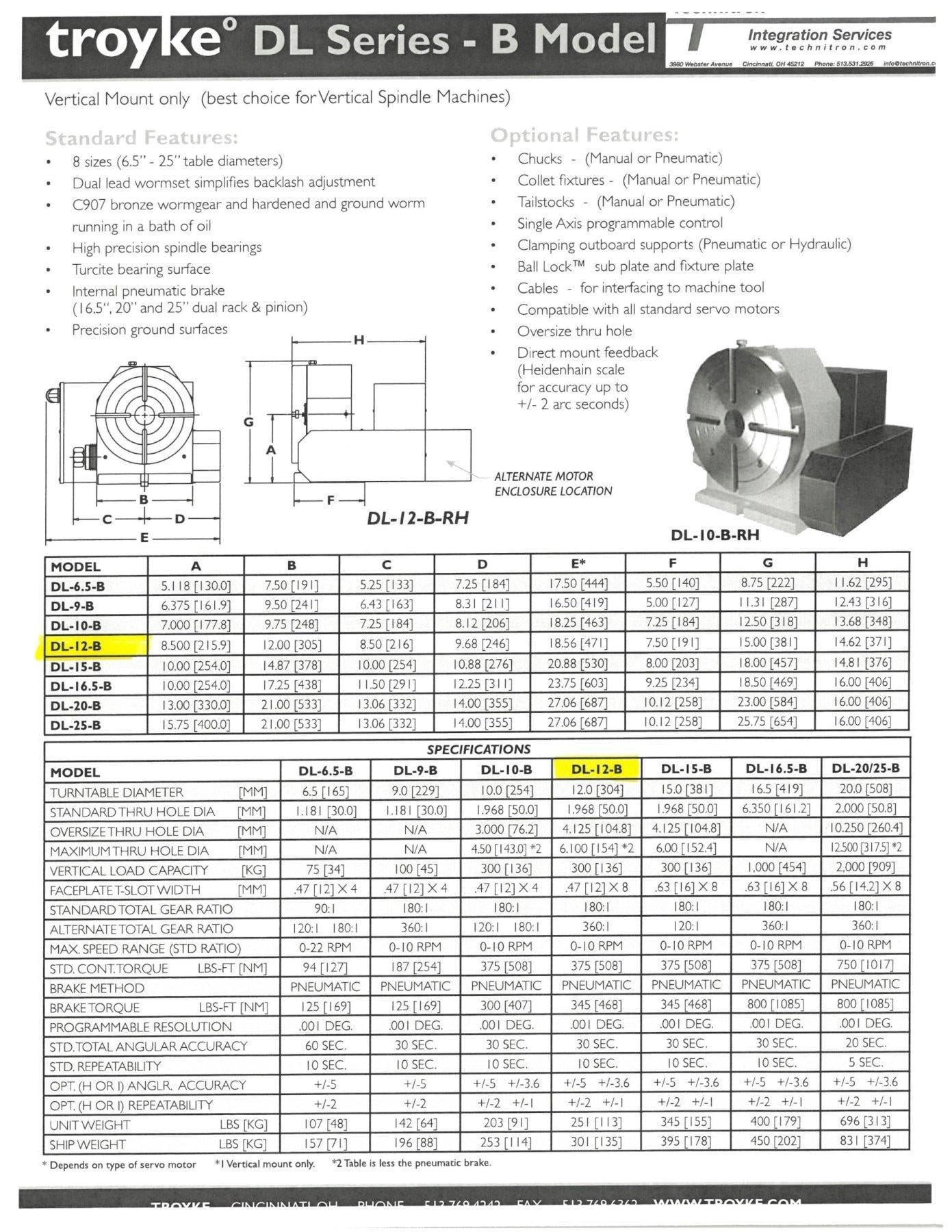 12" Milltronics #DL-12-B, 4th Axis Rotary Table - Image 8