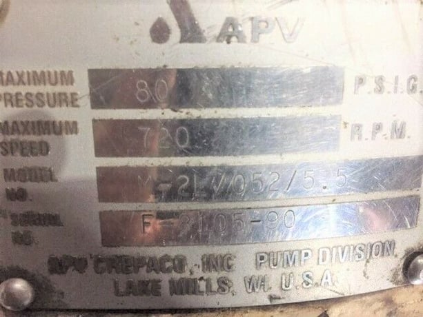 80 psig, APV Crepaco #M-3L/052/5.5 pump, 7.5 HP Reliance motor - Image 7