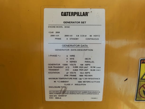 2000 KW Caterpillar #3516C, diesel generator set, 277/480 Volts, 3-phase, 141 hours, 1800 RPM, sound - Image 2
