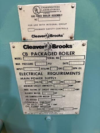 100 HP Cleaver-Brooks #CBW700-100-150S, firetube boiler, 4.2M BTU, 150 PSI, 1995 - Image 4