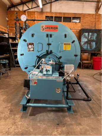 30 HP Superior Mohawk #4-X-156, nat gas firetube boiler, 150 PSI, 1992 - Image 1