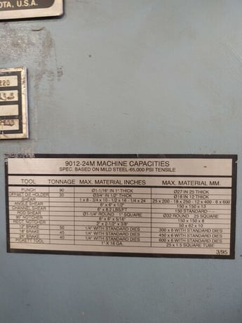 6" x 6" x 1/2" Scotchman #9012, ironworker, 90 ton, 12" throat, 5 HP, foot pedal controls, 1989 - Image 3