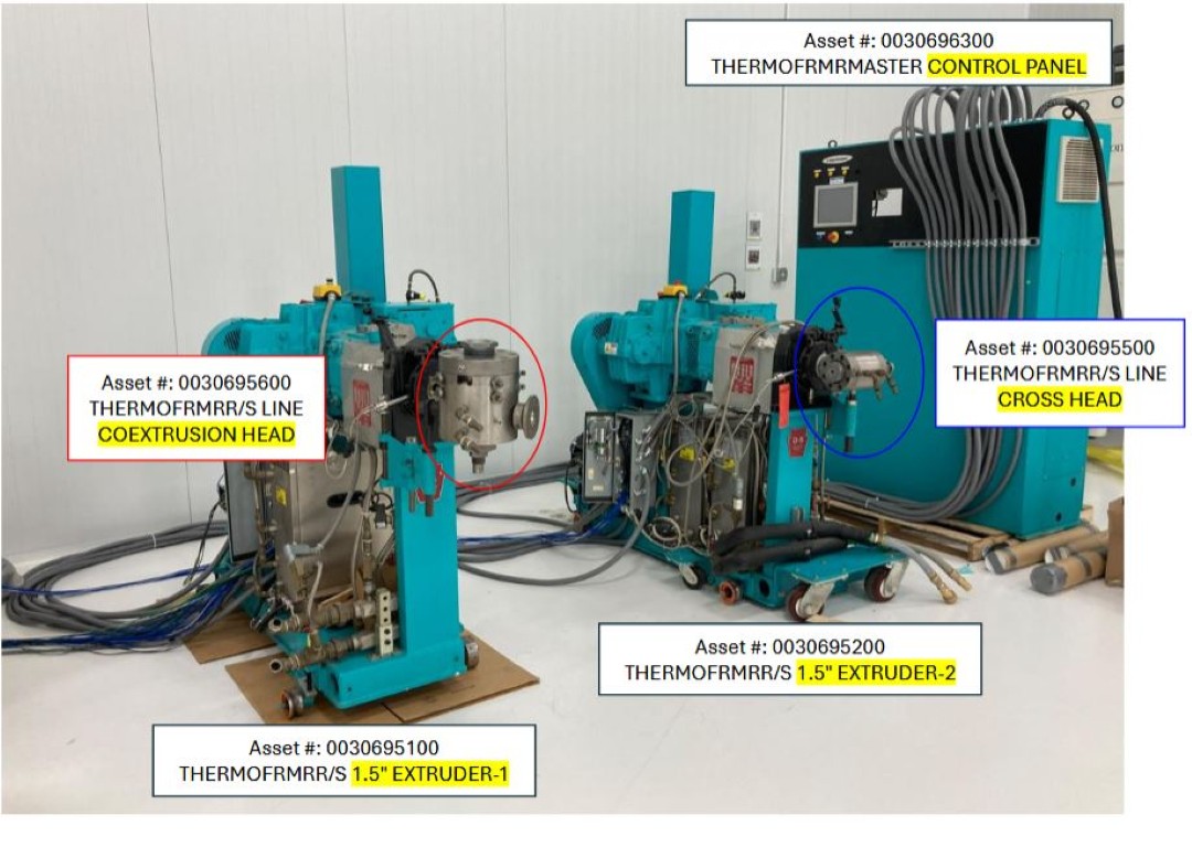 1.5" Davis Standard, Duplex Hose Extrusion Line, (2) cold feed rubber extruders, (2) 10 HP motors, 1775 RPM - Image 1