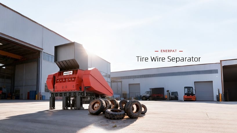 Enerpat #MSB-ETY1600, dual-shaft tire shredder, 3 TPH Complete Tire Shredding Line, Wire Separator, 15mm - Image 8