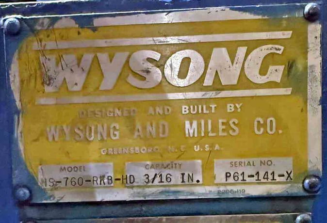 0.187" x 60" Wysong #HS-760RKB-HD, hi-speed shear, 300 SPM, 42" passline - Image 4