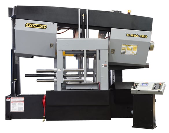 24" x 28" Hydmech #H-28A-120, Automatic Horizontal Long Bar Feed Band Saw, 2" x 300" Blade, 120" Bar Feed - Image 1