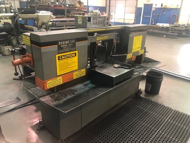 12.75" x 12.75" HEM #H90A, Automatic Horizontal Band Saw, 1" width x 154" L x 0.035" thick Blade, 0-24" Bar - Image 1