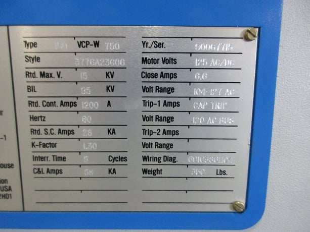 1200 Amps, Westinghouse, 150vcp-w-750, 125 VAC/DC S.C 28KA - Image 2