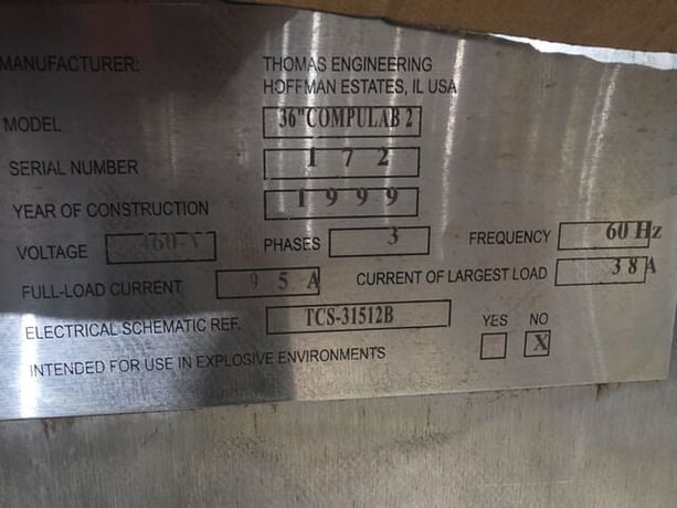 36" Thomas Engineering #36-Compulab-2, coating pan, Stainless steel tablet coating system, 1999 - Image 3