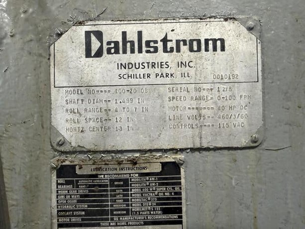 20 Stand, Dahlstrom #400-20OB, rollformer, 12" roll space, 1.5" arbor diameter, 40 HP, 100 FPM - Image 10