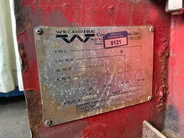 5 Ton, Weldwire, tank turning roll set, forward/reverse, rapid traverse, 1/2 HP, 110 V. - Image 6