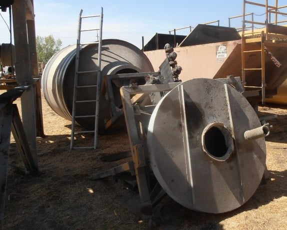 Rotary tumble mixer, spirals, Carbon Steel, hopper feed, 80" x 150" - Image 6