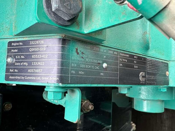 2500 KW Cummins #DQKAN, diesel generator set, 277/480 Volts, 3640 HP @ 1800 RPM, QSK60-G19 NR2 engine, EPA - Image 8