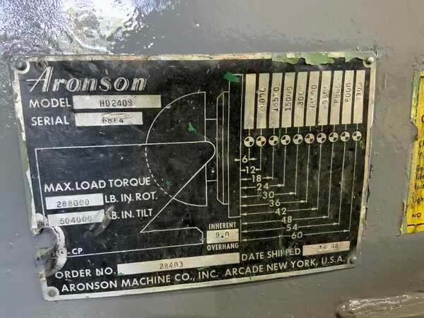 24000 lb. Aronson #HD240B, heavy duty welding positioner, 54" x 54" table, 135° power tilt, pendant Control - Image 6