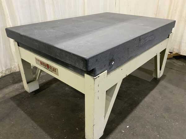 4 8" x 72" x 8" Colling Mico flat black granite surface inspection plate, 2-3/4" ledges on 2 side, - Image 1