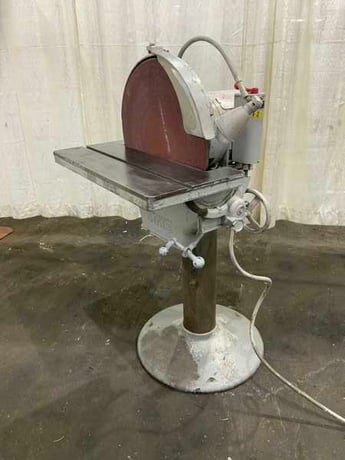 20" State Grinders #D20, pedestal disc sander, 27" x 10-1/2" tilting work table, forward & reverse spindle - Image 1