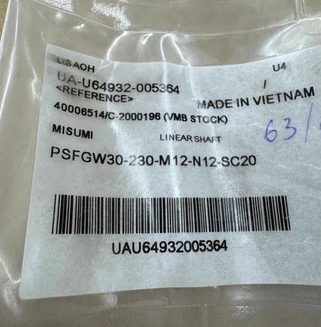 Misumi Precision Linear Shaft Both Ends Tapped PSFGW30-230-M12-N12-SC20 - Image 3
