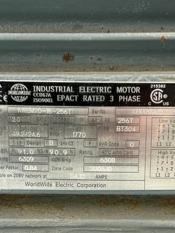 20 HP 1800 RPM WorldWide Electric Corporation AC Motor WWEM20-18-256T - Image 6