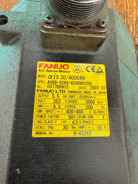6 kW FANUC Servo Motor A06B-0269-B200#0100 - 3000 RPM - Image 4