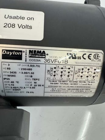 1 HP 3450 RPM Dayton 36VF61B Allis-Chalmers Motor - Image 6