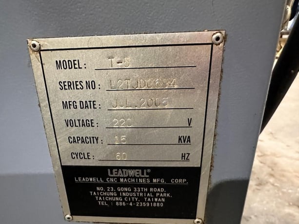 Leadwell #T5, CNC gang slide lathe, Fanuc 0i Mate TD controls, 12.9" swing, 1.6" bar, 6" chuck, 2005 - Image 7