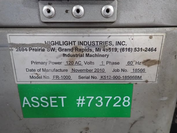 Highlight Industries #FR-1000, Fantom Robot Stretch Wrapper, 4" x 21" capacity, 120 V, 2010 - Image 5