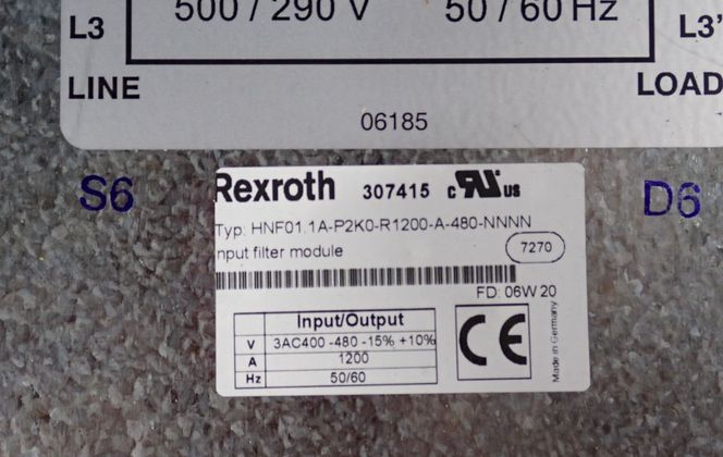 Rexroth #HNF01.1A-P2K0-R1200-A-480-NNNN, Filter Module, 3 Phase, 1200 Amps, 400-480 VAC - Image 1