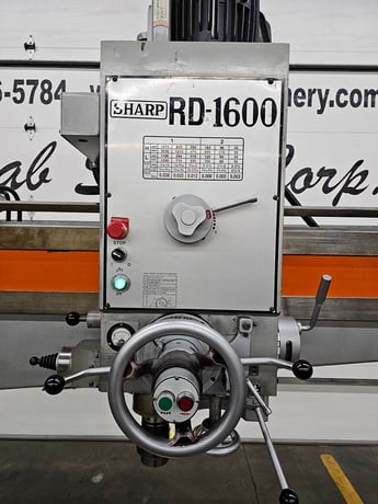 5' -17" Sharp #RD-1600, Radial Drill Press, 27.62" L x 19.62" width x 15.75" H table, 2.63" cast iron - Image 7