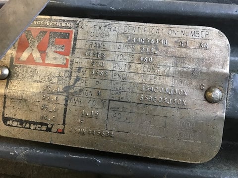 200 HP 3565 RPM Reliance #P44F56348, AC Electric Motor, Frame 445TS, 460 Volts, 2-pole - Image 6