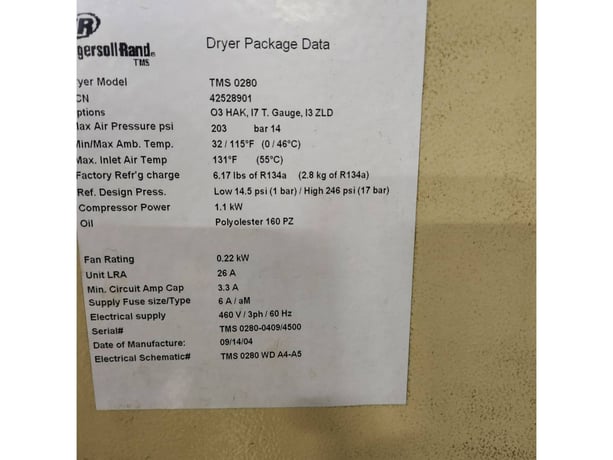 Ingersoll Rand #IRN50H-CC, Compressor, 50 HP, TMS 0280 dryer, R134A, 2004, AS IS - Image 2